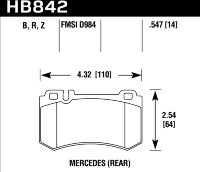 Колодки тормозные HB842B.547 MB CLS C219; S W220; S W221; S C215; S C216; SLR R199