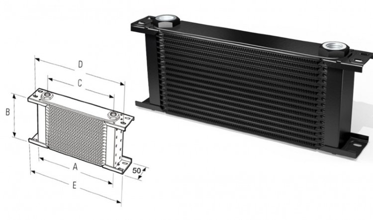 Радиатор масляный 19 рядов; 330 mm ширина; ProLine STD (M22x1,5 выход) Setrab, 50-619-7612