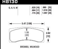 Колодки тормозные HB130U.620 HAWK DTC-70; Brembo 16mm
