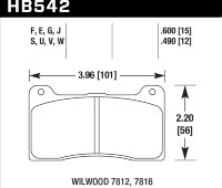 Колодки тормозные HB542U.600 HAWK DTC-70 Wilwood DynaPro; Stoptech ST-42; 15 mm