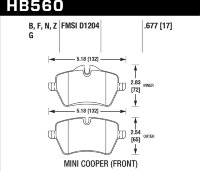 Колодки тормозные HB560G.677 HAWK DTC-60 передние MINI COOPER S II