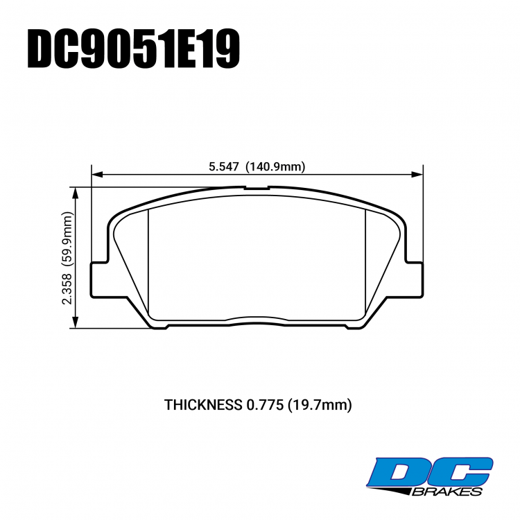 Колодки тормозные DC9051E19 DC Brakes RT.2 перед HYUNDAI i30N; KIA 
