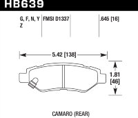 Колодки тормозные HB639G.645 HAWK DTC-60; Camaro / CTS (rear) 17mm