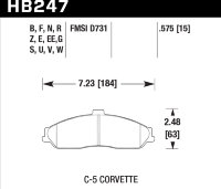 Колодки тормозные HB247G.575 HAWK DTC-60 C-5 Corvette 15 mm