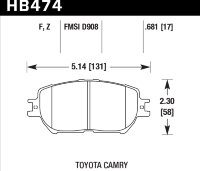 Колодки тормозные HB474F.681 HAWK HPS передние  Lexus GS300, IS250 /  Toyota Camry V30 до06, 08-10
