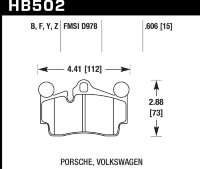 Колодки тормозные HB502F.606 HAWK HPS задние PORSCHE Cayenne (955) / Audi Q7 / VW Touareg