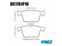 Колодки тормозные DC1761P16 DC brakes Street STR.S+, задние A3 8V; TT 8S; GOLF 7; PASSAT 3G; 