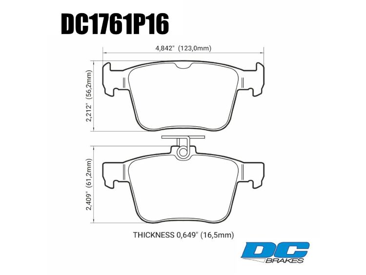 Колодки тормозные DC1761P16 DC brakes Street STR.S+, задние A3 8V; TT 8S; GOLF 7; PASSAT 3G; 