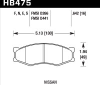 Колодки тормозные HB475E.642 HAWK Blue 9012 Nissan 16 mm