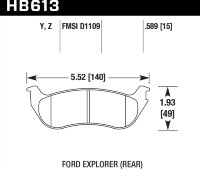 Колодки тормозные HB613Y.589 HAWK LTS Ford Explorer
