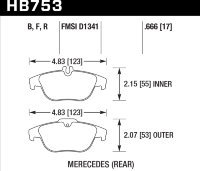 Колодки тормозные HB753B.666 HAWK Street 5.0 зад MB C W204; GLK W204