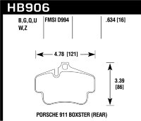 Колодки тормозные HB906Z.634 задн PORSCHE 718 Cayman, Boxter; 911 997 3,6; 911 996 