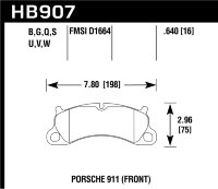 Колодки тормозные HB907N.640 перед Porsche 911 Carrera S 2011-15 ; Boxster Spyder 981 