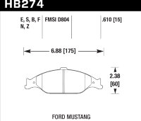Колодки тормозные HB274S.610 HAWK HT-10 Mustang 16 mm