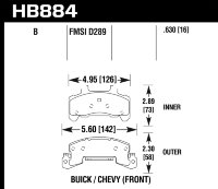 Колодки тормозные HB884B.630 HAWK HPS 5.0 Pontiac 6000 Light Duty Brakes передние