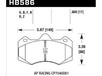 Колодки тормозные HB586Q.660 HAWK DTC-80; AP Racing CP7040, CP9040 17mm