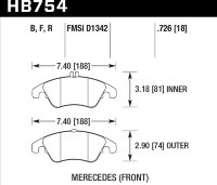 Колодки тормозные HB754B.726 HAWK Street 5.0 MB SLK R172; CLS C218; E W212;