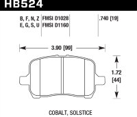 Колодки тормозные HB524S.740 HAWK HT-10 Cobalt, Solstice 19 mm