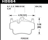 Колодки тормозные HB664U.634 HAWK DTC-70  Porsche 911 (997), Boxster 2008-2011; Cayman 2005-2012