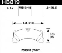 Колодки тормозные HB819Y.614 HAWK LTS Porsche Cayenne 2010-> ; MACAN 3.0S; 350x34mm