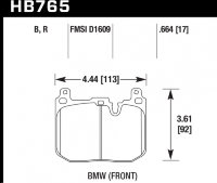Колодки тормозные HB765N.664 HAWK HP Plus; перед BMW M4 F82, F32; M3 F80 F30; F20 F22 F87 M-Perf