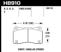 Колодки тормозные HB910B.590 Street 5.0 передние Lancer Evo V-X; SUBARU WRX STI; MEGAN RS; TESLA S