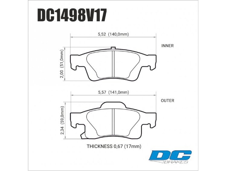 Колодки тормозные DC1498V17 DC Brakes Street HD, задние Jeep Grand Cherokee WK2/Dodge Durango 201