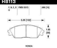 Колодки тормозные HB113G.590 HAWK DTC-60 Honda 15 mm