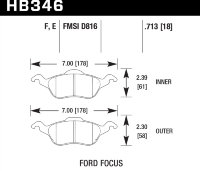 Колодки тормозные HB346E.713 HAWK Blue 9012 передние FORD Focus