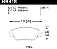 Колодки тормозные HB418G.646 HAWK DTC-60 Acura RSX/Honda 17 mm