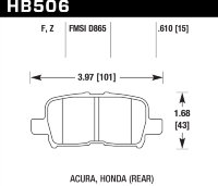 Колодки тормозные HB506F.610 HAWK HPS задние HONDA Accord, CR-V, Pilot