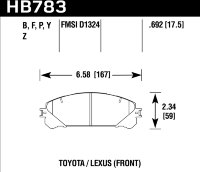 Колодки тормозные HB783Z.692 HAWK PC; перед RX350 2010-> ; HIGHLANDER 2010->