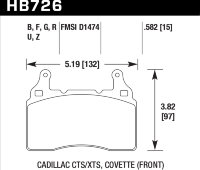 Колодки тормозные HB726N.582 2010-2013 Camaro 6.2 Liter (Front) 15mm