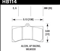 Колодки тормозные HB114G.980 HAWK DTC-60; AP Racing 25mm
