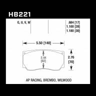 Колодки тормозные HB221U1.10 HAWK DTC-70 AP Racing, Wilwood 28 mm - Колодки тормозные HB221U1.10 HAWK DTC-70 AP Racing, Wilwood 28 mm