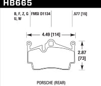 Колодки тормозные HB665U.577 HAWK DTC-70 Porsche задн. Cayman, Boxster,