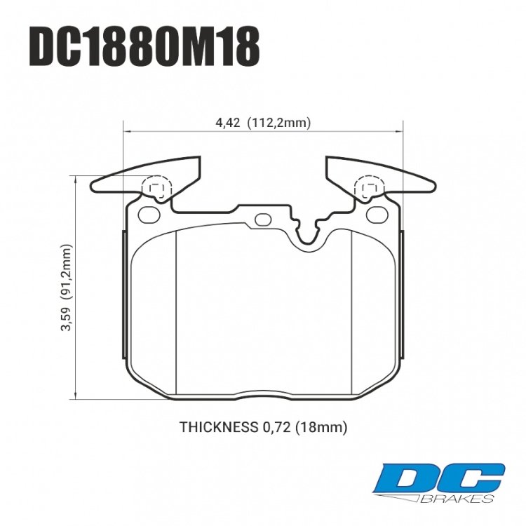 Колодки тормозные DC1880M18 DC brakes Race Track, перед BMW M4 F82, F32; M3 F80 F30; F20 F22 F87 M