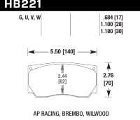 Колодки тормозные HB221V1.18 HAWK DTC-50; Brembo, Alcon 30mm