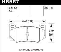 Колодки тормозные HB587Z.630 HAWK Perf. Ceramic AP Racing CP7600D46; 16 mm