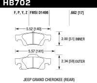 Колодки тормозные HB702Y.662 HAWK LTS задние Jeep Grand Cherokee WK2/Dodge Durango 2011+