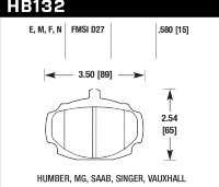 Колодки тормозные HB132M.580 HAWK Black MGB 15 mm