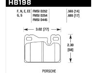 Колодки тормозные HB198E.565 HAWK Blue 9012 Porsche 14 mm