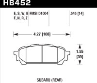 Колодки тормозные HB452F.545 HAWK HPS задние Subaru Forester, Impreza, Legacy