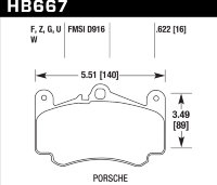 Колодки тормозные HB667U.622 HAWK DTC-70 Porsche 16 mm