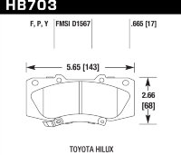Колодки тормозные HB703Y.665 HAWK LTS передние TOYOTA HILUX 2005->