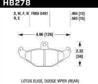 Колодки тормозные HB278F.583 HAWK HPS задние DODGE / RENAULT