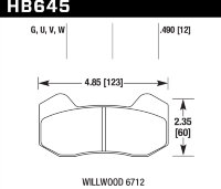 Колодки тормозные HB645G.490 HAWK DTC-60 Wilwood 6712 12 mm