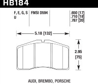 Колодки тормозные HB184E.650 HAWK Blue 9012 Brembo, Alcon 17 mm