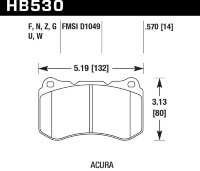 Колодки тормозные HB530G.570 HAWK DTC-60 Acura 14 mm