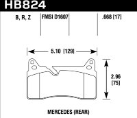 Колодки тормозные HB824Z.668 HAWK PC Mercedes-Benz SLS AMG  задние